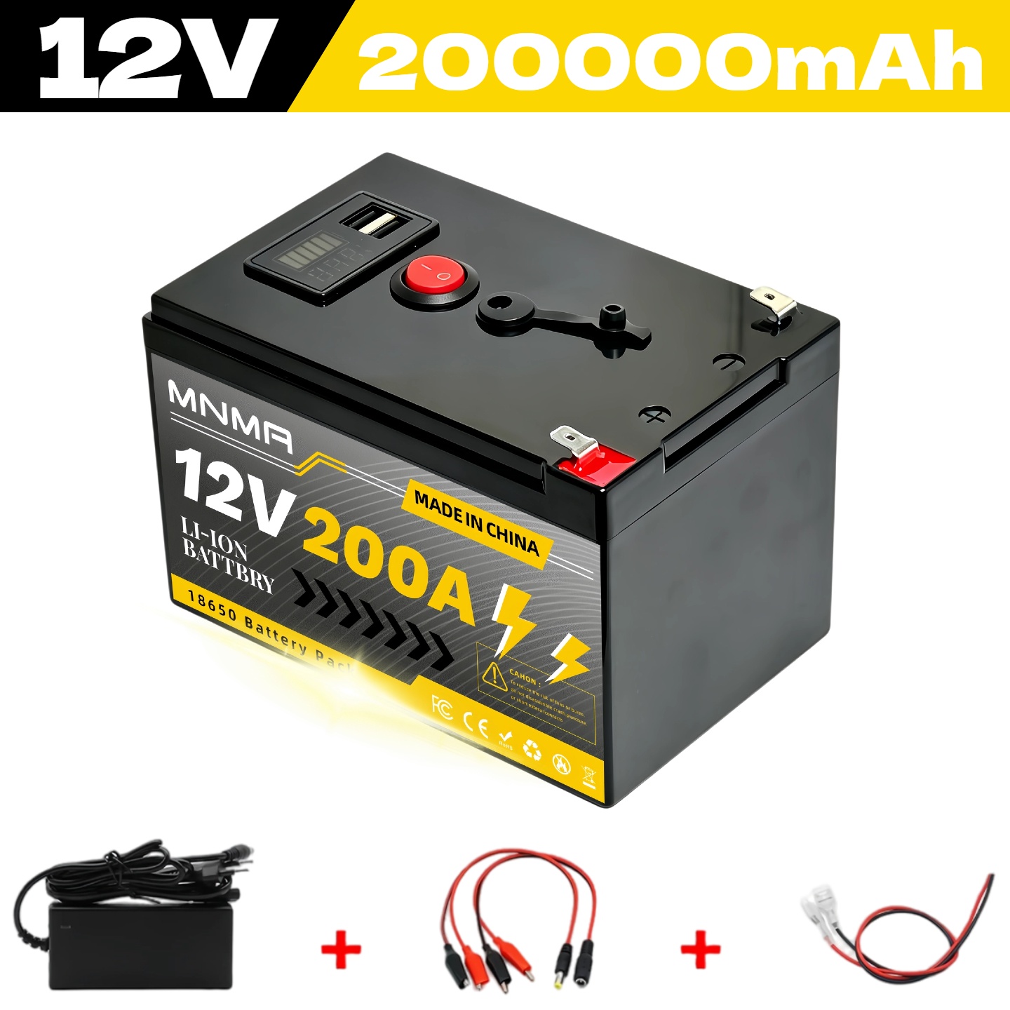 Fish Finder Battery - 200000mAh 12V LiFePO4 Lithium Battery 4000+