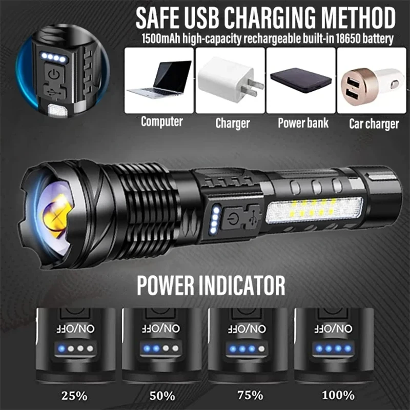 Powerful XHP50 LED Flashlight  - Fishing Light review and price
